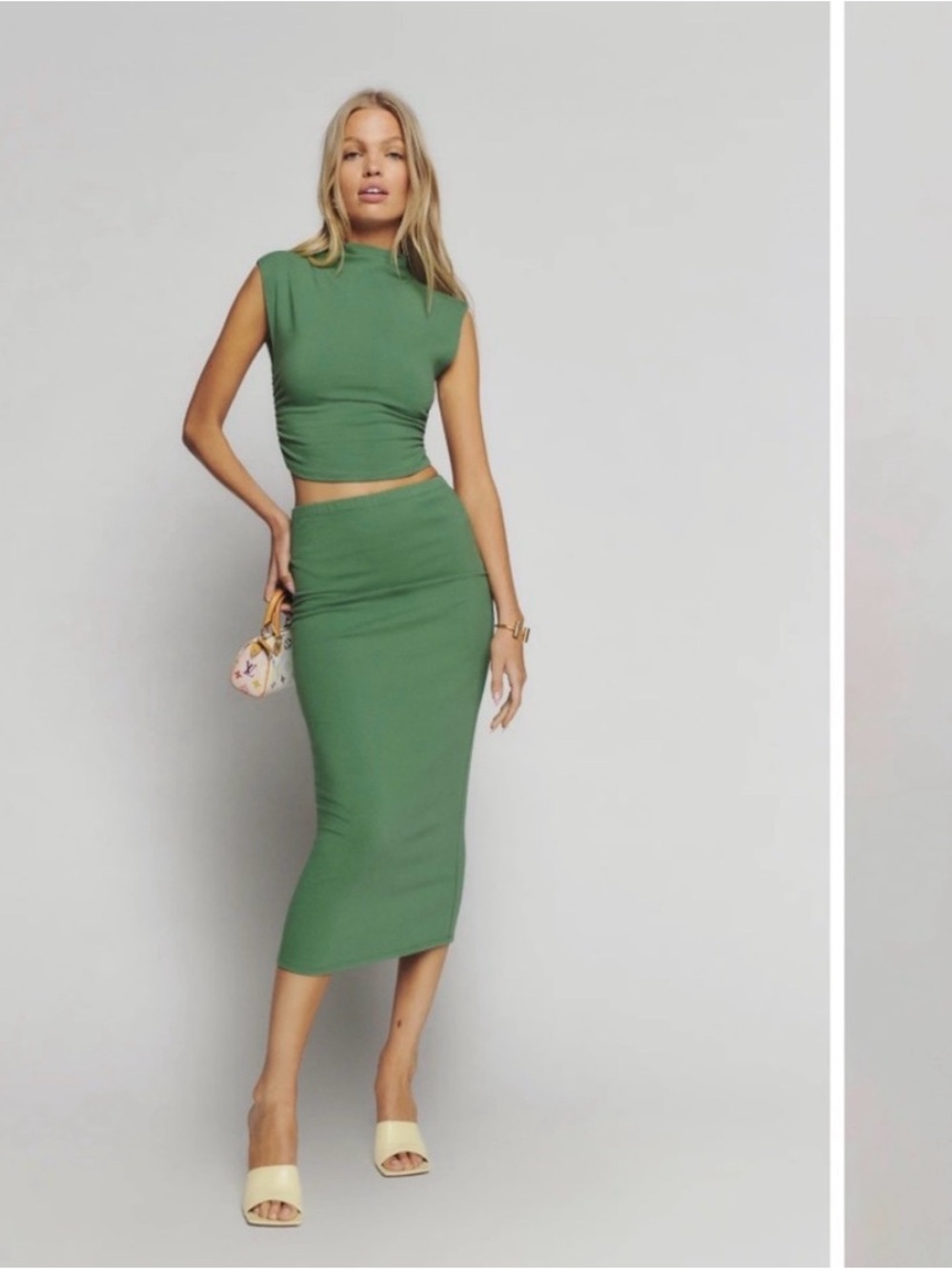 Reformation Green Midi Pencil Skirt